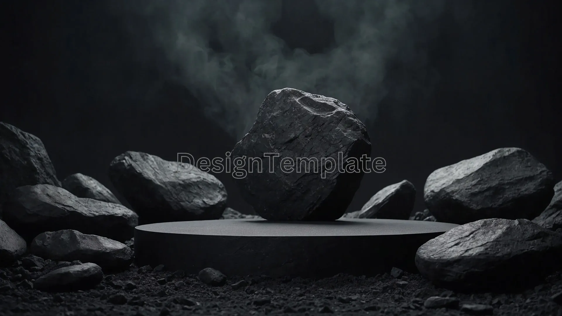 Detailed Texture of Charcoal Rock Shape Circle Podium for Elegant Designs image